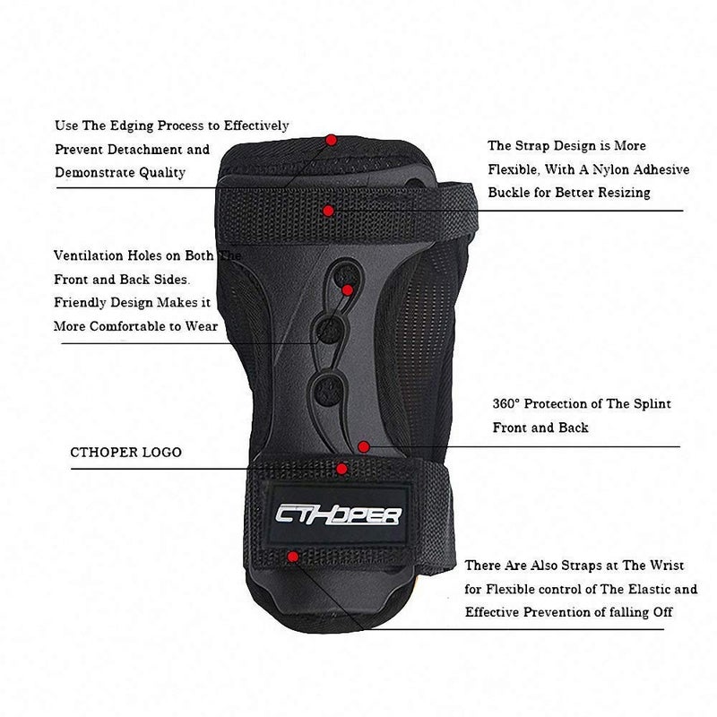 CTHOPER Skiing Wrist Guard Gloves Roller Skating Wrist Palms Protective Gear Adjustable Gauntlets Wrist Support for Snowboarding, Skateboard, Skating, Skiing (L) - Image 4